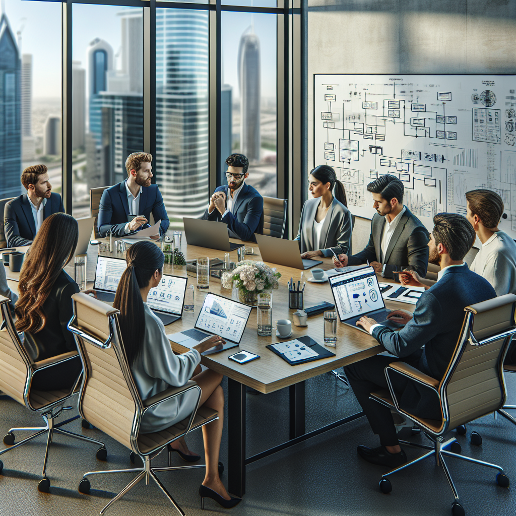 Modern office workspace representing a Global Capability Centre (GCC) with diverse professionals collaborating on business and IT projects.